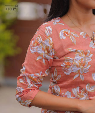Desert Rose Foil Print Modal Cotton Kurti for Casual Elegance