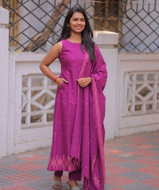 Royal Orchid Handloom Cotton 3 Piece Set with Pockets