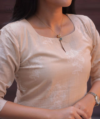 Champagne Petal Cotton Kurti | Casual Ethnic Wear for Women