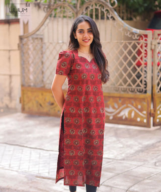 Ruby Maroon Cotton Kurti – Elegant Everyday Wear