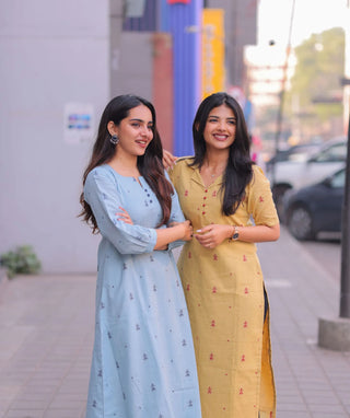 Golden Dune Handloom Cotton Kurti – Minimal Everyday Wear