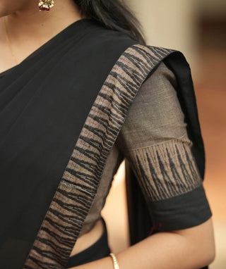 Ash Brown Handloom Narayanpet Cotton Half Saree Set