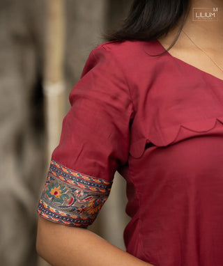 Rosso Opulence slub Silk Kurti with Shawl & Elegance