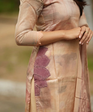 Blush Rose Tissue Silk 3-Piece Set – Festive Elegance