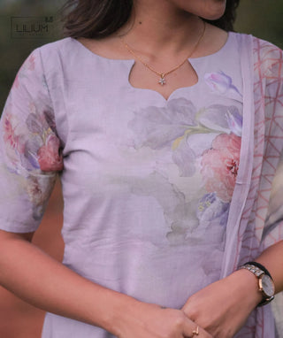 Dove Grey Elegance Embroidered Cotton 3 Piece Set