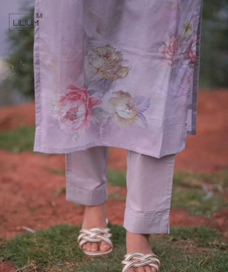Dove Grey Elegance Embroidered Cotton 3 Piece Set