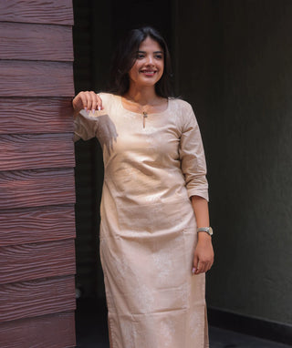 Champagne Petal Cotton Kurti | Casual Ethnic Wear for Women