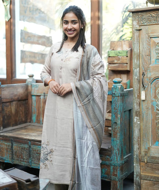 Stone Mist Slub Muslin 3-Piece Set with Pockets