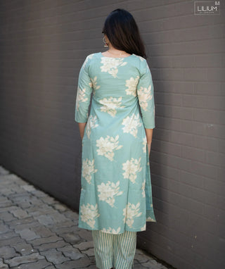 Seafoam Floral Serenity Cotton Co-ords with Pockets