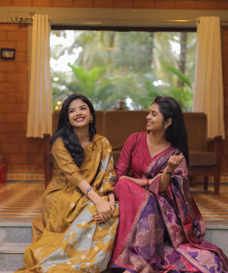 Velvet Rouge Russian Silk A-Line Kurti With Shawl