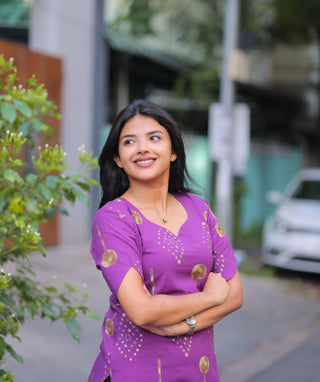 Orchid Amethyst Cotton Kurti | Elegant Casual Wear