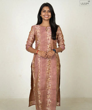 Blush Bronze Foil Print Rayon Kurti – Trending Casual Wear