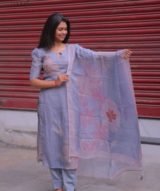 Lavender Haze Organza 3 Piece Set with Elbow Sleeves