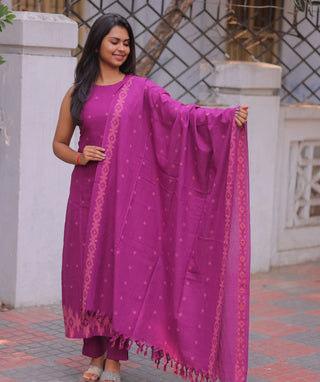 Royal Orchid Handloom Cotton 3 Piece Set with Pockets