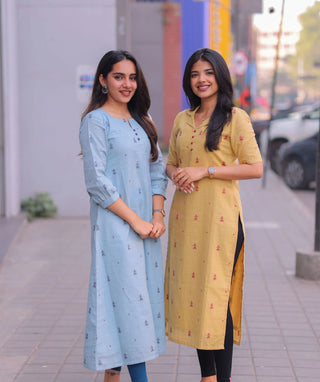 Golden Dune Handloom Cotton Kurti – Minimal Everyday Wear