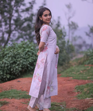 Dove Grey Elegance Embroidered Cotton 3 Piece Set