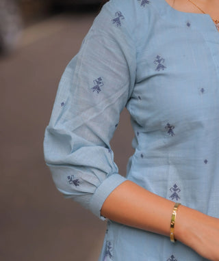 Powder Sky Cotton Straight Kurti for Women | Everyday Comfort