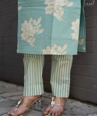 Seafoam Floral Serenity Cotton Co-ords with Pockets