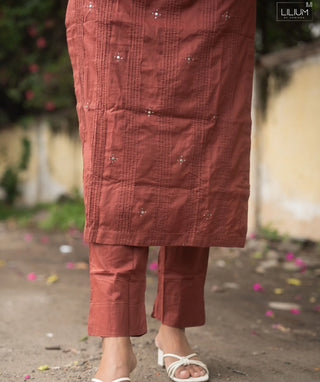 Terracotta Tale Cotton 3-Piece Set with Pockets & 3/4 Sleeves