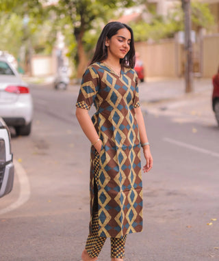 Mocha Sapphire Cotton Co-Ord Set with Pockets