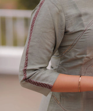 Misty Sage Whisper Hand Embroidered Muslin 3 Piece Set