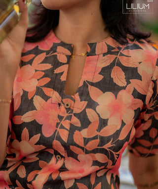 Faded Black Chanderi Kurti – Casual Wear