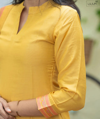 Mellow Yellow Muslin 3-Piece Set with Handcrafted Embroidery