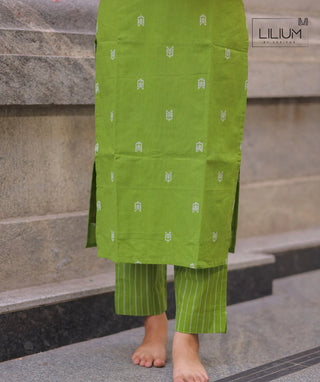 Parrot Green Handloom Co-ords Dress – Casual Wear