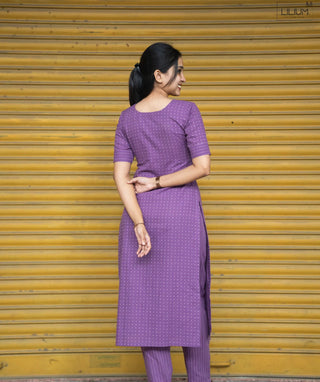 Mulberry Purple Handloom Co-Ord Set with Pockets