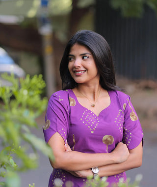 Orchid Amethyst Cotton Kurti | Elegant Casual Wear