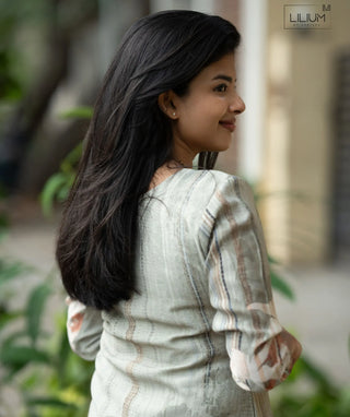 Dewstone Green Siberian Tussar Kurti | Elegant Casual Wear