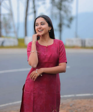 Vintage Ruby Rose Hand Embroidered Muslin Festive Kurti