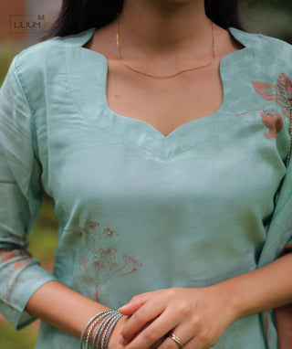 Aqua Noblesse Muslin 3-Piece Festive Set With Pockets