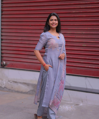 Lavender Haze Organza 3 Piece Set with Elbow Sleeves