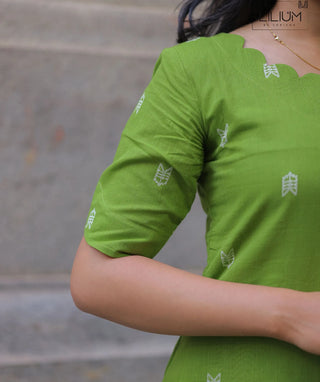 Parrot Green Handloom Co-ords Dress – Casual Wear