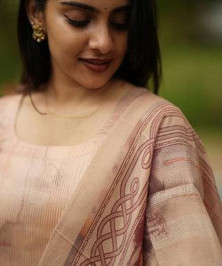 Blush Rose Tissue Silk 3-Piece Set – Festive Elegance