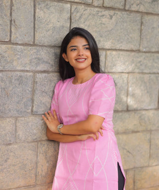 Blush Petal Pink Cotton Kurti for Everyday Comfort