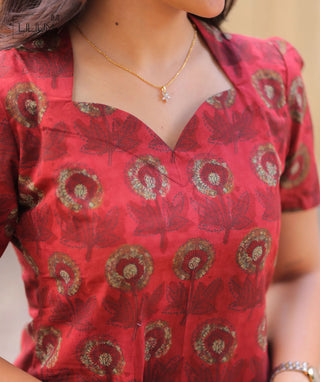 Ruby Maroon Cotton Kurti – Elegant Everyday Wear