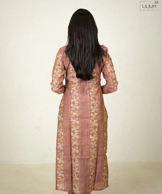 Blush Bronze Foil Print Rayon Kurti – Trending Casual Wear