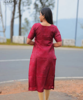 Vintage Ruby Rose Hand Embroidered Muslin Festive Kurti