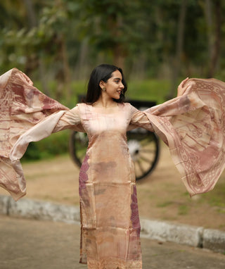 Blush Rose Tissue Silk 3-Piece Set – Festive Elegance