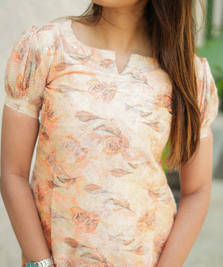 Cream Chanderi Sequin Kurti – Casual Style