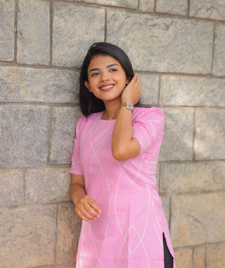 Blush Petal Pink Cotton Kurti for Everyday Comfort