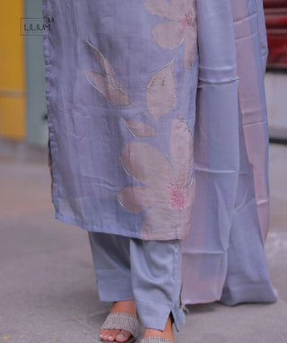 Lavender Haze Organza 3 Piece Set with Elbow Sleeves