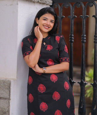 Ruby Noir Cotton Co-Ord Set with Elbow Sleeves