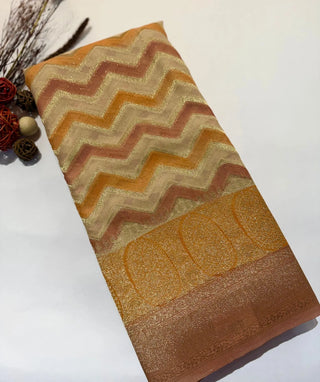 Amber Sand Banaras Saree with Rich Zari Weave