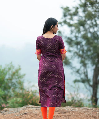 Mulberry Amber Bloom Banaras Silk Festive Kurti