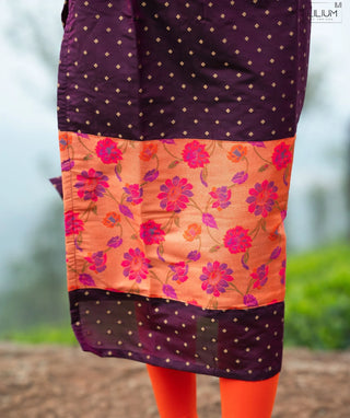 Mulberry Amber Bloom Banaras Silk Festive Kurti