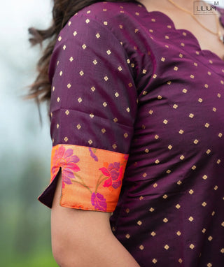 Mulberry Amber Bloom Banaras Silk Festive Kurti