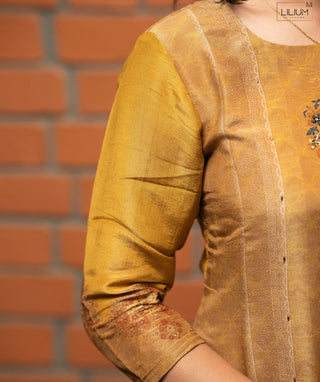 Desert Honey Beige Hand Embroidered Muslin 3 Piece Set